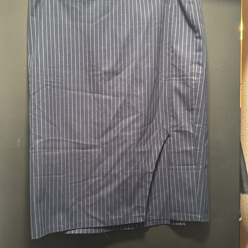 Lane Bryant navy blue pen, striped suit jacket size 18 skirt size 20